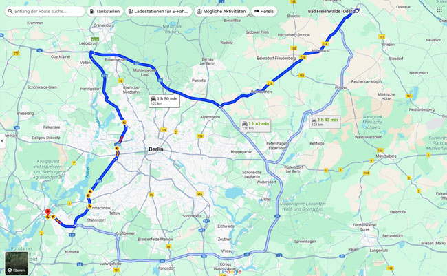 Google-Maps-Funktionen | Routenplanung. Bild: Screenshot PC-SPEZIALIST