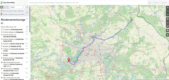 OpenSTreetMap | Google-Maps-Alternative. Bild: Screenshot PC-SPEZIALIST