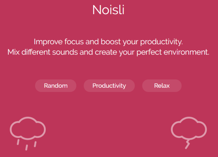 Screenshot des Soundanbieters Noisli. Er eignet sich zum Arbeiten mit Musik am Arbeitsplatz. Bild: Screenshot