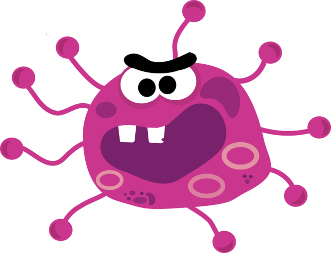 Ein rotes, böses Comic-Virus, das den Trojaner in der DMG-Datei symbolisiert. Foto: Pixabay