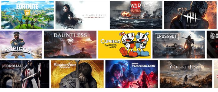 Zu sehen ist ein Screenshot von der Webseite von NVIDIA GeForce NOW mit Bildern verschiedener Videospiele. Bild: Screenshot