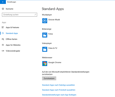 In den Einstellungen unter Windows 10 und Windows 11 können Sie die Programme zum Öffnen Ihrer Standard-Apps festlegen