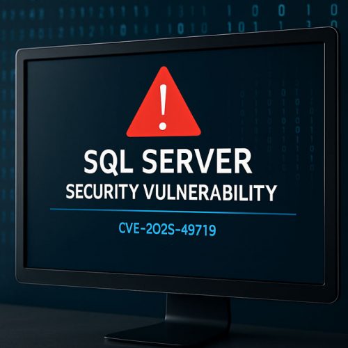 Computerbildschirm mit SQL-Server-Warnung zu einer Sicherheitslücke. Bild: ChatGPT (Bild mit KI erstellt)