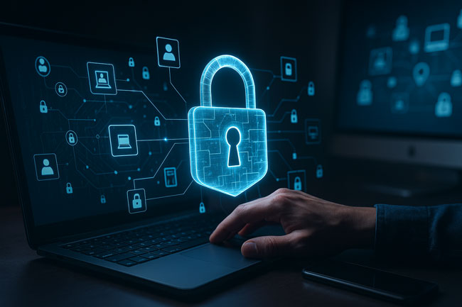 Digitale Identitäten sicher verwalten. Bild: ChatGPT (Bild erstellt mit KI)