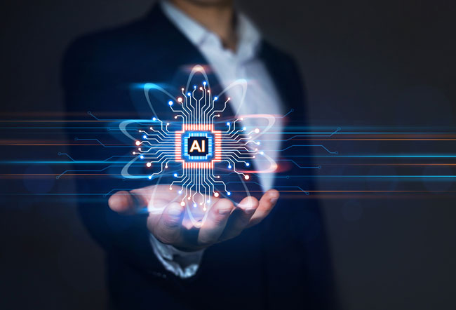 Vibe Coding: KI übernimmt Teile der Umsetzung. Bild: stock.adobe.com/Miha Creative https://stock.adobe.com/de/images/businessman-holding-in-hand-data-of-brain-digital-artificial-intelligence-technology-machine-learning-business-concept/464128476