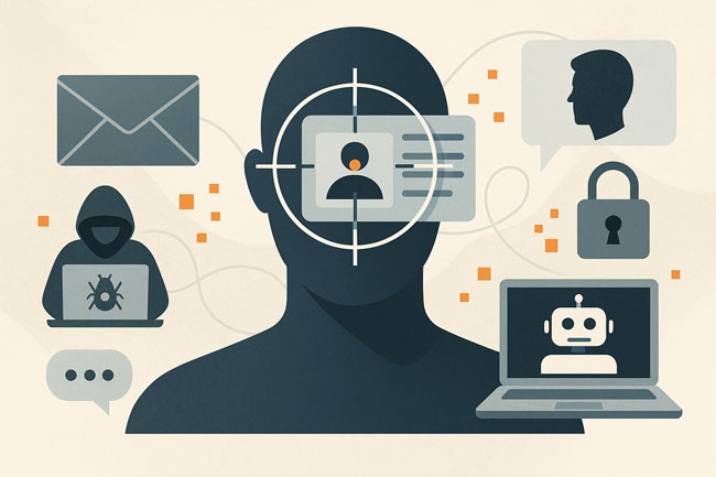 Digitale Identitäten im Fadenkreuz von Malware 2025. Bild: ChatGPT (Bild erstellt mit KI)