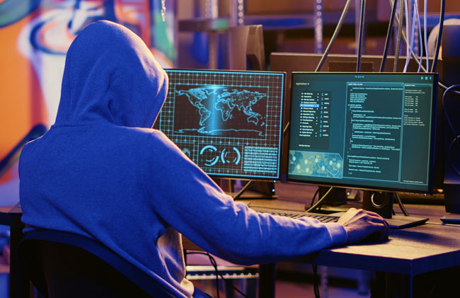Outlook wird zur Gefahr, wenn keine Sandbox vorhanden ist. Bild: stock.adobe.com/DC Studio https://stock.adobe.com/de/images/hooded-spy-in-underground-hideout-trying-to-steal-valuable-data-by-targeting-governmental-websites-with-weak-security-espionage-specialist-doing-cyber-attacks-to-gain-access-to-sensitive-info/768298266