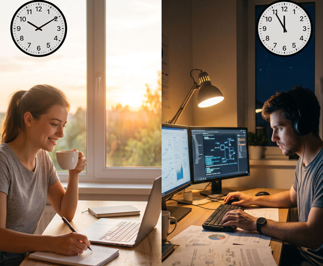 Chronoworking | Arbeiten nach Biorhythmus. Bild: Gemini (Bild erstellt mit KI)