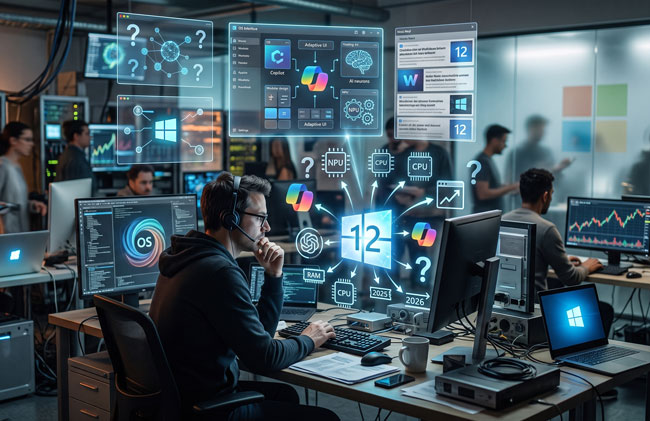 Windows 12 | Windows 11 | kein Windows 12. Bild: Gemini (Bild erstellt mit KI)